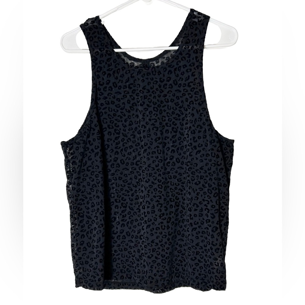 ZYIA Black‎ Sheer Leopard Print Tank Top